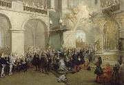 Nicolas Lancret La remise de l'Ordre du Saint-Esprit dans la chapelle de Versailles painting